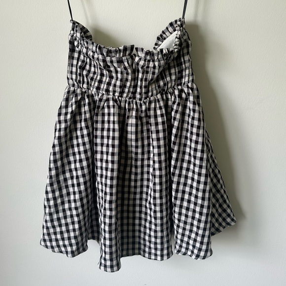 NWT NBD Tiffany Black & White Gingham Strapless Mini Dress Size XS - Picture 3 of 6